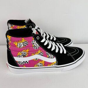 Men's 11 - Vans Sk8-Hi Sneakers Fuchsia Fedora Dice Flames Skate Sneaker